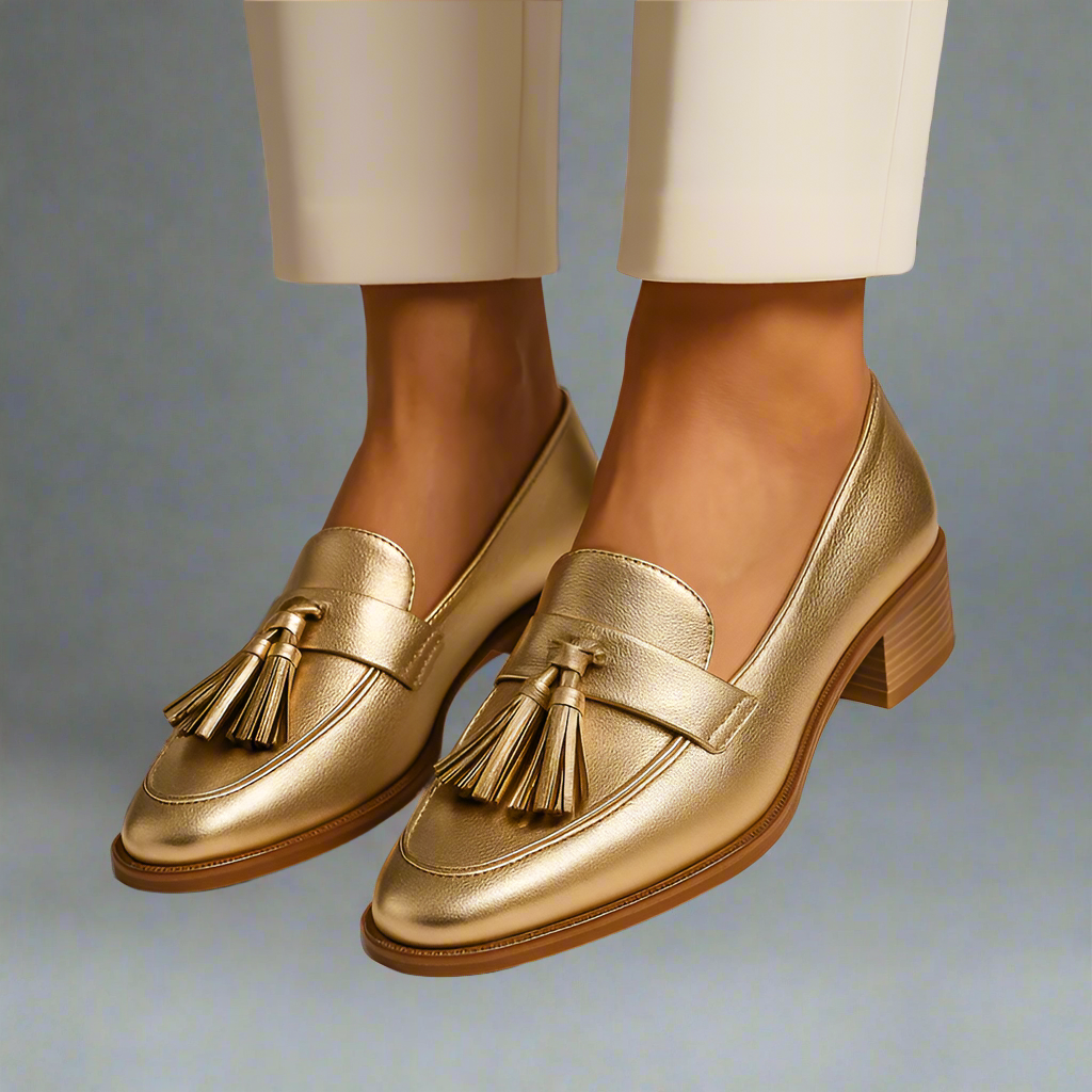 Elfrida | Gold Loafers