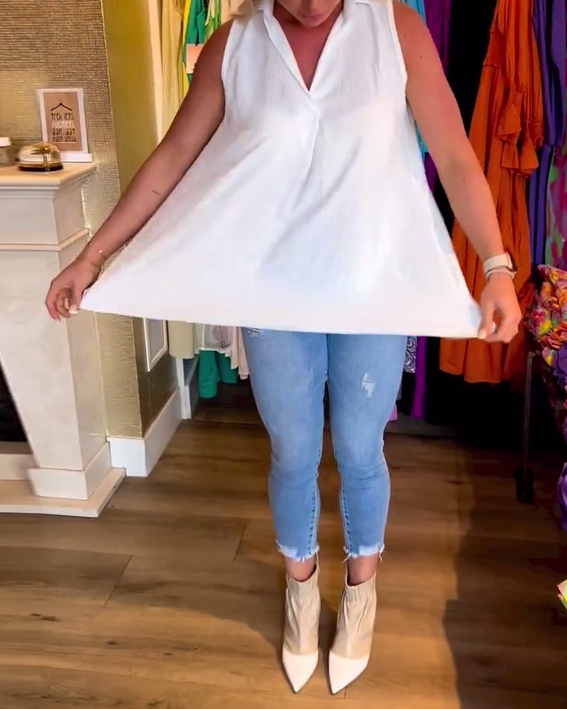 Ava | Sleeveless Ruffle Top