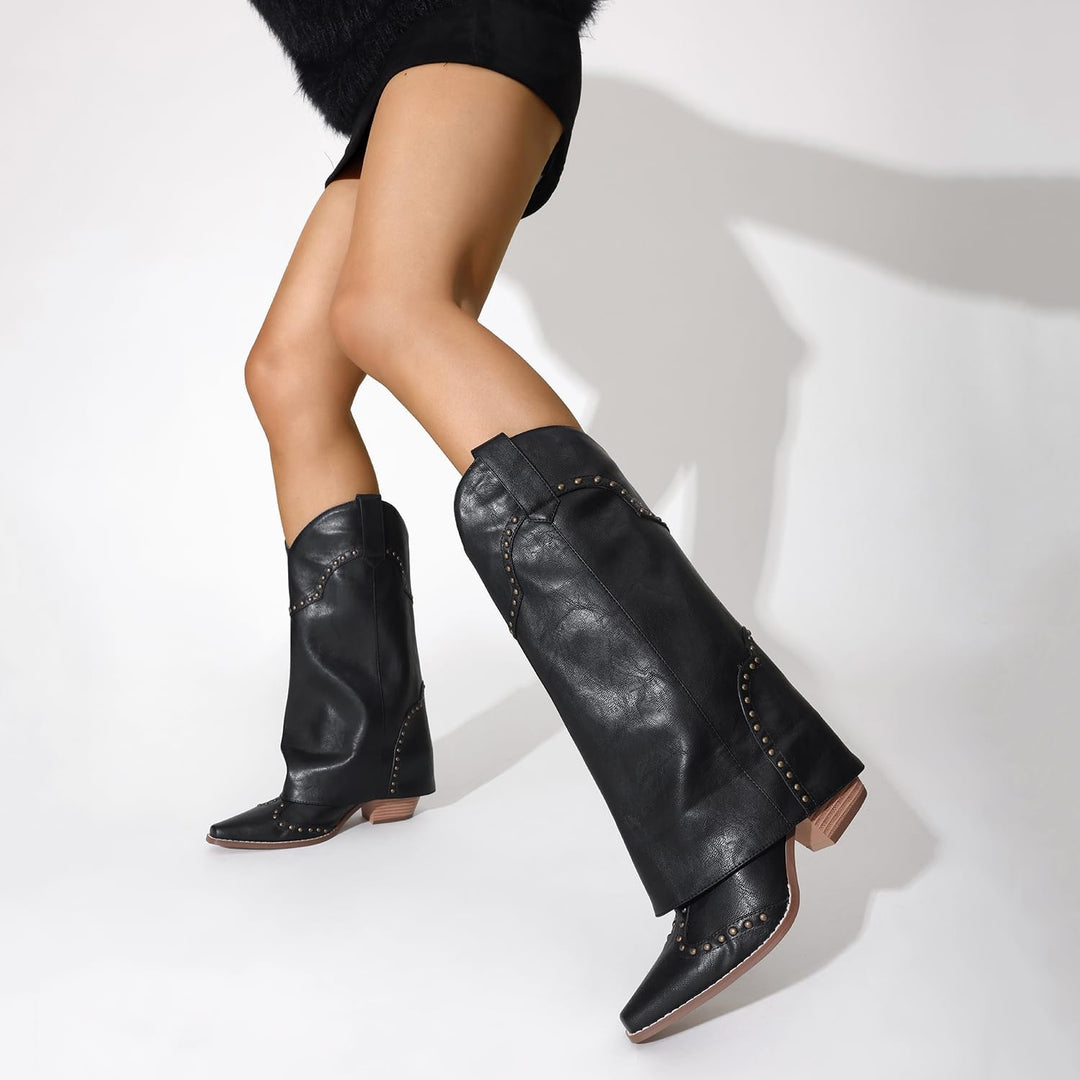 Phoenix | Studded Mid-Calf Cowboy Boots