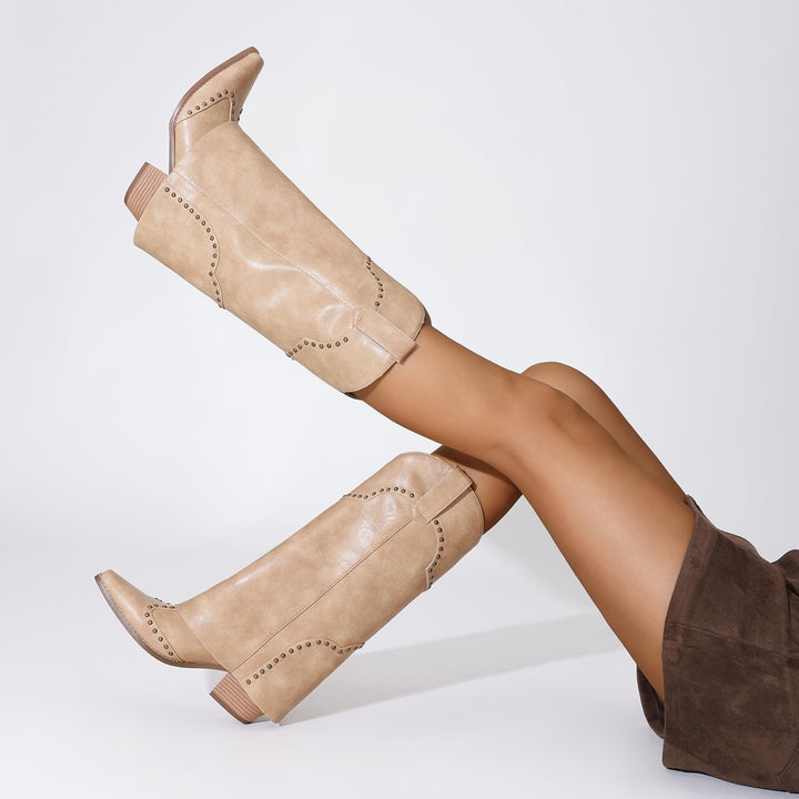 Phoenix | Studded Mid-Calf Cowboy Boots