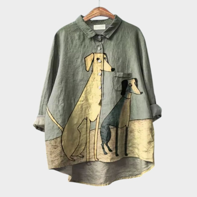 Phoebe | Dog-Print Blouse